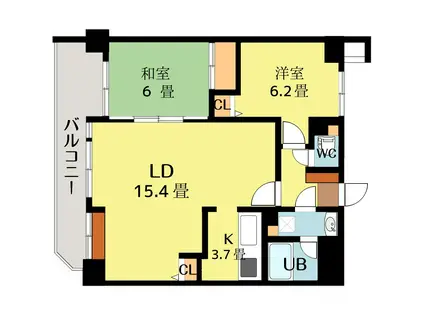 NICEアーバンステイツ柏木(2LDK/1階)の間取り写真