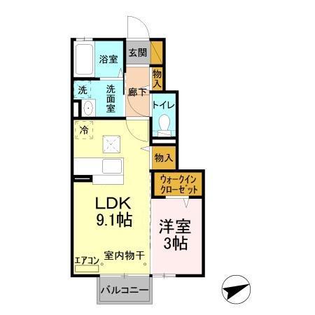 ソレアード B(1LDK/1階)の間取り写真