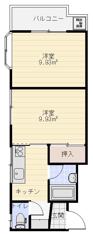 藤川ハイツ(2DK/2階)の間取り写真