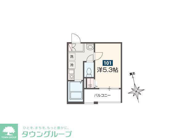 MELLAS柏II(1K/1階)の間取り写真