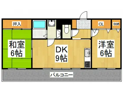 山崎第6ビル(2DK/2階)の間取り写真
