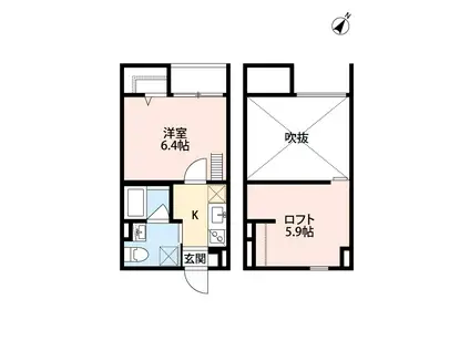 ユースビレッジ 神戸長田(1K/2階)の間取り写真