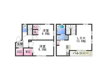 プチメゾン初芝(2LDK/1階)の間取り写真