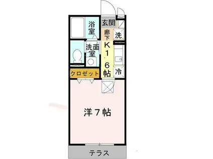 セジュール西代II(1K/1階)の間取り写真