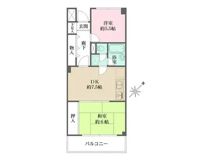 メゾンヴェルデ(2DK/2階)の間取り写真