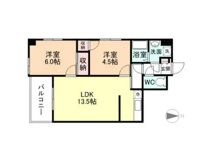 ベルトピア富山I(2LDK/2階)の間取り写真