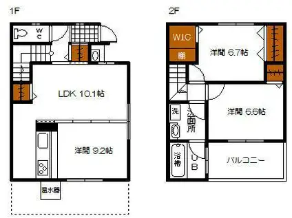 サンシャインヒルズ(3LDK/1階)の間取り写真
