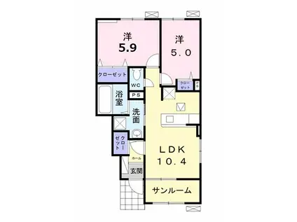 アーコレード A(2LDK/1階)の間取り写真