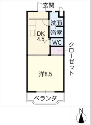 ヴィラ・ルース(1DK/4階)の間取り写真