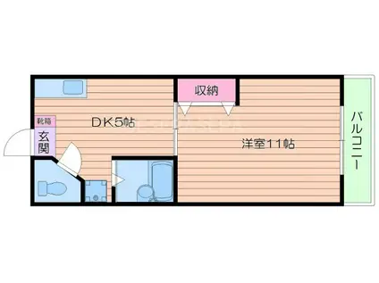 ヴィラ大一(1DK/2階)の間取り写真