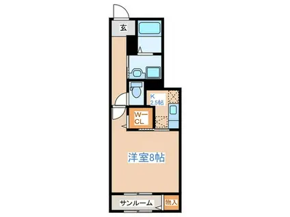 カルムリーフ(1K/1階)の間取り写真
