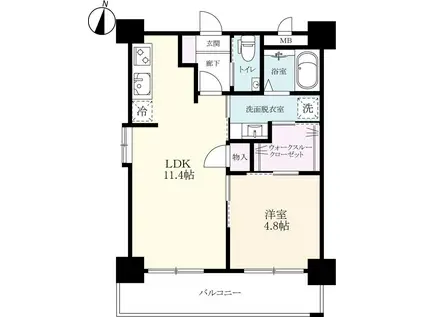 プレミアムタワー佐賀駅北(1LDK/6階)の間取り写真