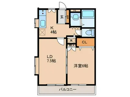 HY SQUARE GARDEN(1LDK/2階)の間取り写真