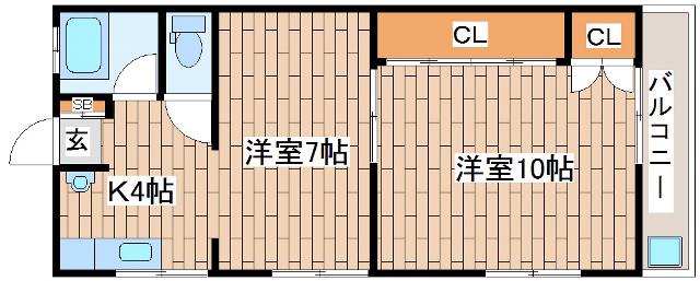 エクセル神戸(2DK/3階)の間取り写真