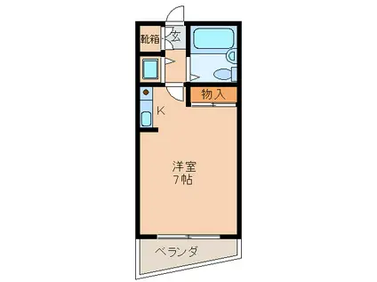 RIO花屋敷(ワンルーム/2階)の間取り写真