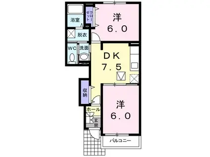 モンテ・グリシーヌ(2DK/1階)の間取り写真