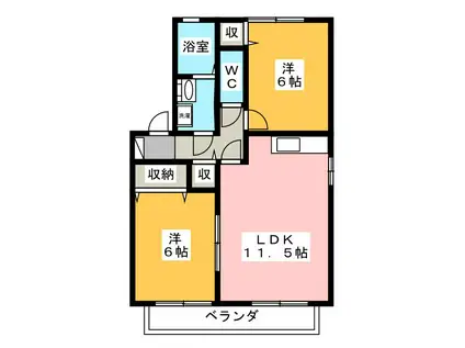 HIDEOUT御殿場 B棟(2LDK/2階)の間取り写真