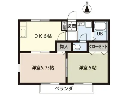 SUNNY FLAT(2DK/2階)の間取り写真