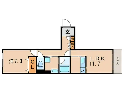 プレミアムコート甲子園(1LDK/1階)の間取り写真