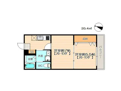 RUIS AMORE(2K/2階)の間取り写真