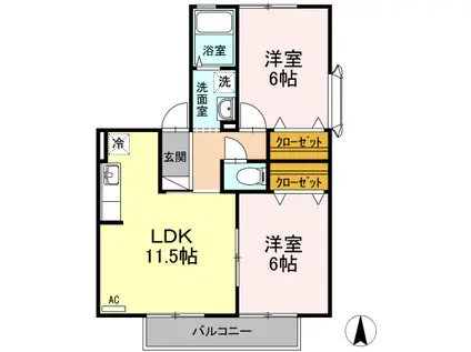 シンフォニー IIII(2LDK/1階)の間取り写真