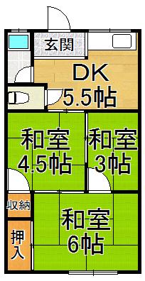 寿荘(3DK/2階)の間取り写真