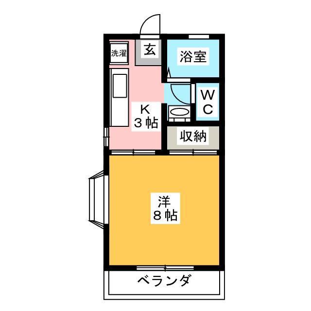 カーサ谷田(1K/2階)の間取り写真