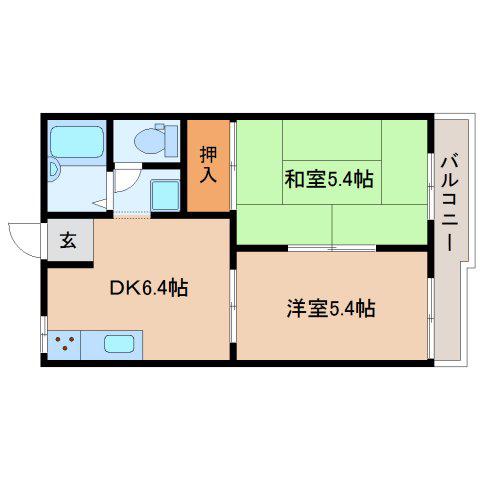 レジデンス桜ケ丘(2DK/2階)の間取り写真