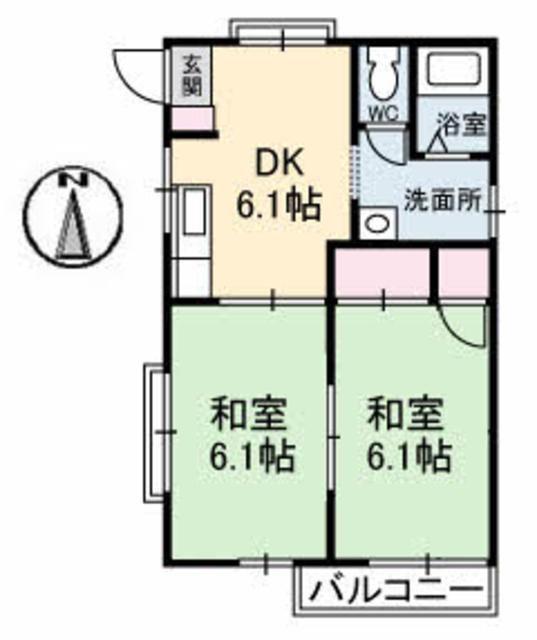 メゾン海老園C棟(2DK/2階)の間取り写真