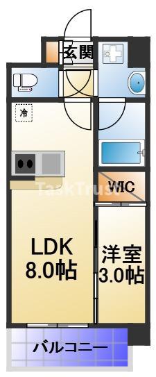 エスリードレジデンス玉造ザ・イースト(1LDK/4階)の間取り写真