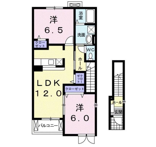 プラシード久山B(2LDK/2階)の間取り写真