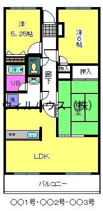 プレステージ深井水池(3LDK/3階)の間取り写真