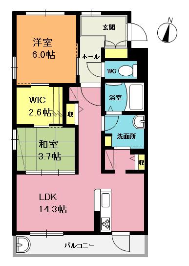 シュエット(2LDK/1階)の間取り写真