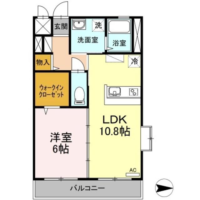 ラ・ティーダ(1LDK/1階)の間取り写真