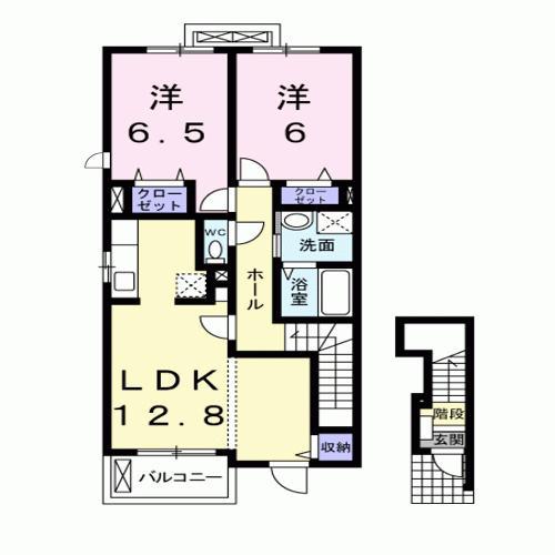 カレックスII(2LDK/2階)の間取り写真