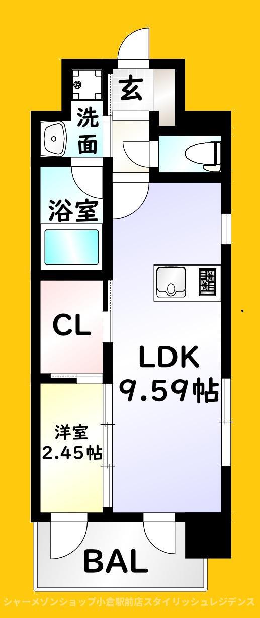 プレジデンス ざ 三萩野(1LDK/3階)の間取り写真