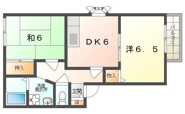 宏陽ハイツ(2DK/2階)の間取り写真