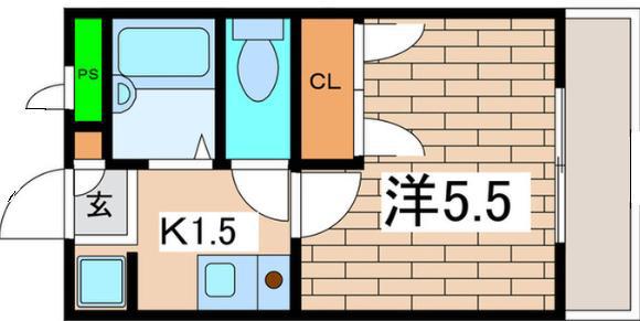 アムール桜ヶ丘(1K/2階)の間取り写真