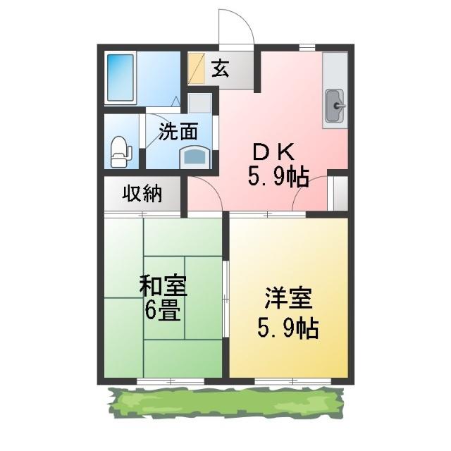 サヴール南丸の内(2DK/1階)の間取り写真