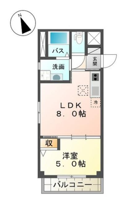 ボナール・ディアコート(1LDK/2階)の間取り写真