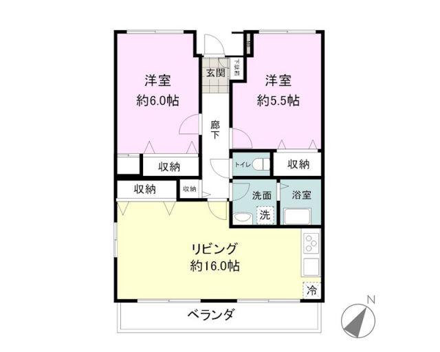 アバンデンスJUNII(2LDK/2階)の間取り写真