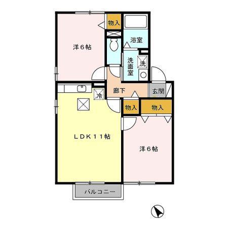 グレースヒルBC(2LDK/1階)の間取り写真