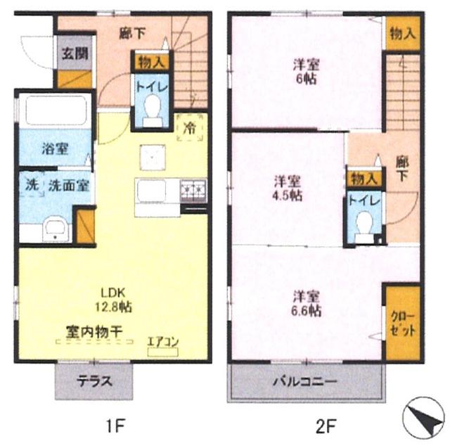 コージーハウスA(3LDK/2階)の間取り写真