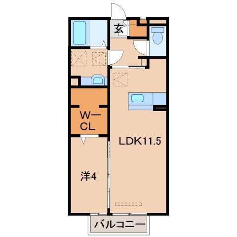 セジュールショコラ(1LDK/1階)の間取り写真