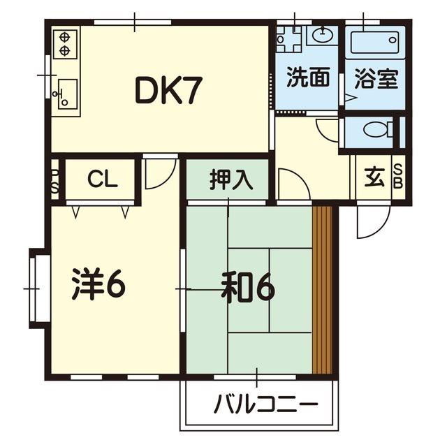 メゾンエスポワール(2DK/2階)の間取り写真