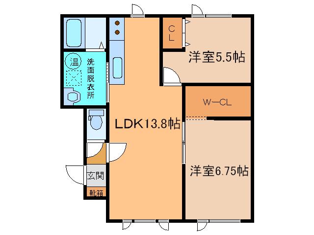 ラフィン2(2LDK/1階)の間取り写真