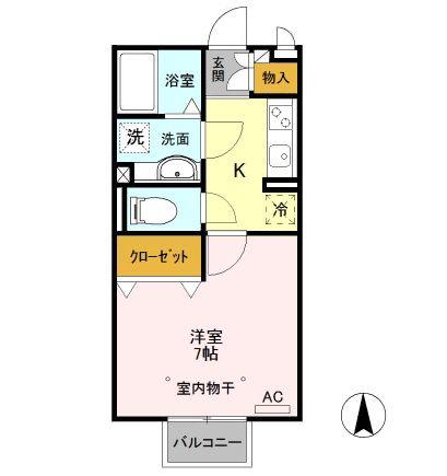 カーサHAKODA(1K/2階)の間取り写真