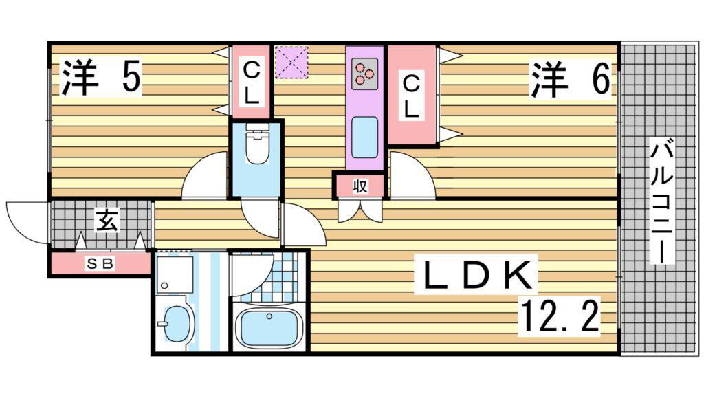 アーバネックス元町通(2LDK/3階)の間取り写真