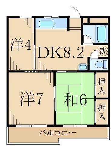 タチバナマンション(2SDK/1階)の間取り写真