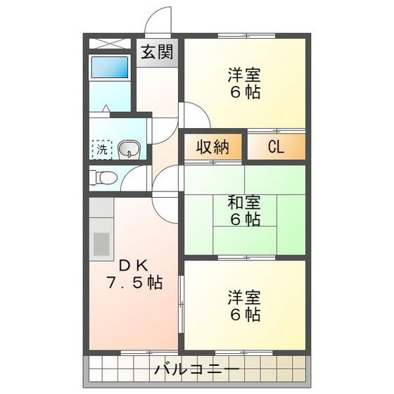 らべんだー(3DK/1階)の間取り写真